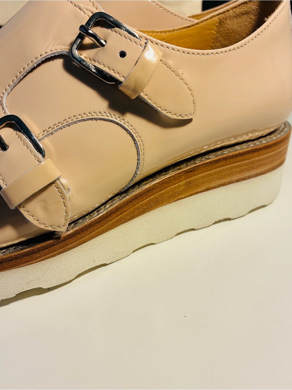 The Office of Angela Scott Mr. Sterling Double Monk Strap Nude Metallic Size 40 - Picture 5 of 12
